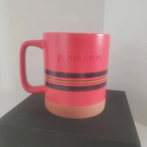 Pendleton Woolen Mills 18oz Large Ceramic Red with Stripes Coffee Mug.